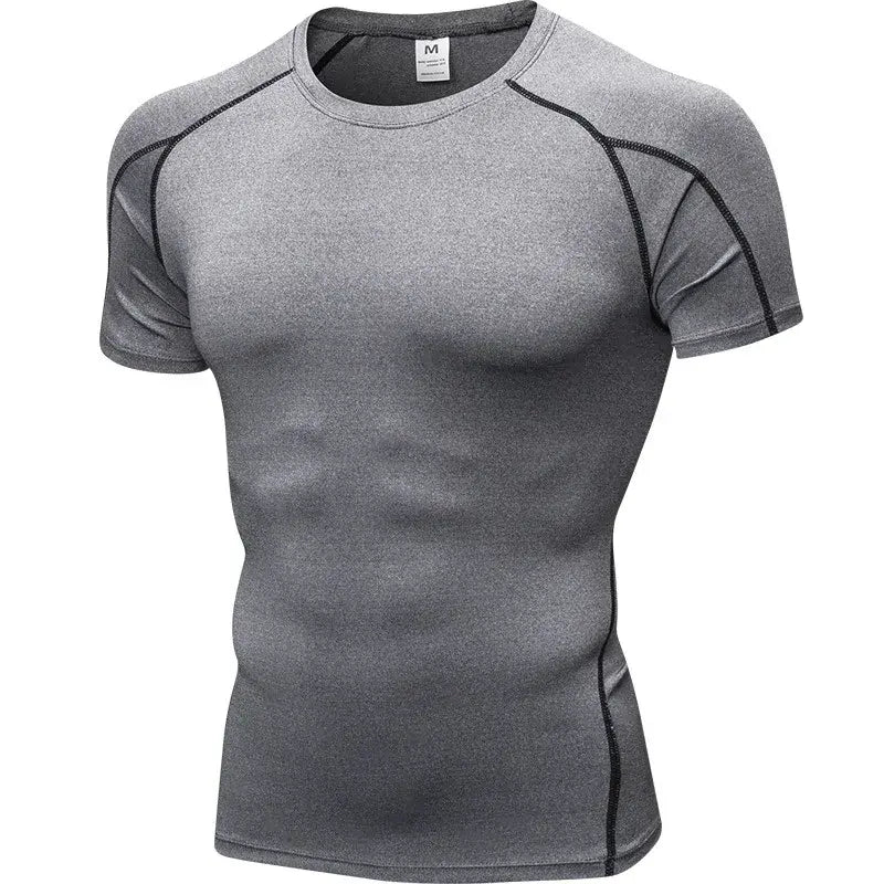 Elastic Men's Sport Running Shirt Fitness Sports Training Shirt Quick Dry Shirt Round Neck Body building uscle Sports Shirt