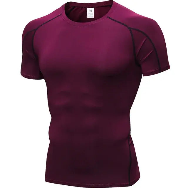 Elastic Men's Sport Running Shirt Fitness Sports Training Shirt Quick Dry Shirt Round Neck Body building uscle Sports Shirt