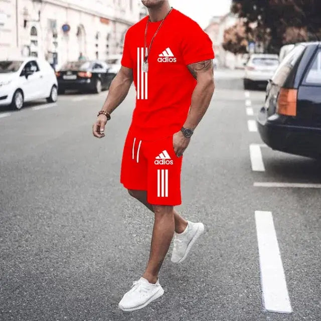 Summer Luxury Set Men's Short Sleeve Suit Fitness Fashion Casual sport