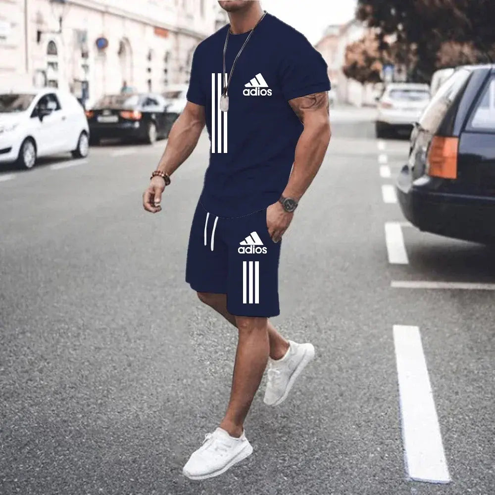 Summer Luxury Set Men's Short Sleeve Suit Fitness Fashion Casual sport