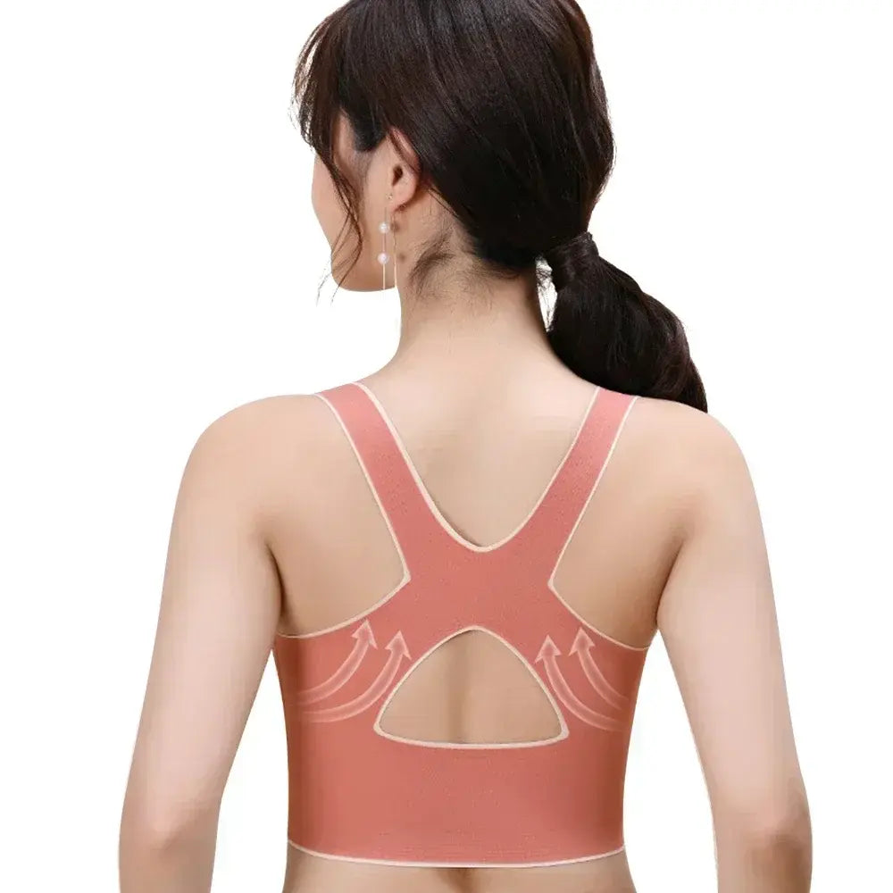 Sports Bra Front Adjustable Buckle Wireless Padded Comfy Gym Yoga