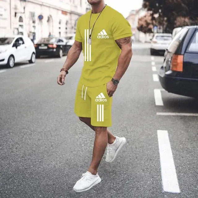 Summer Luxury Set Men's Short Sleeve Suit Fitness Fashion Casual sport