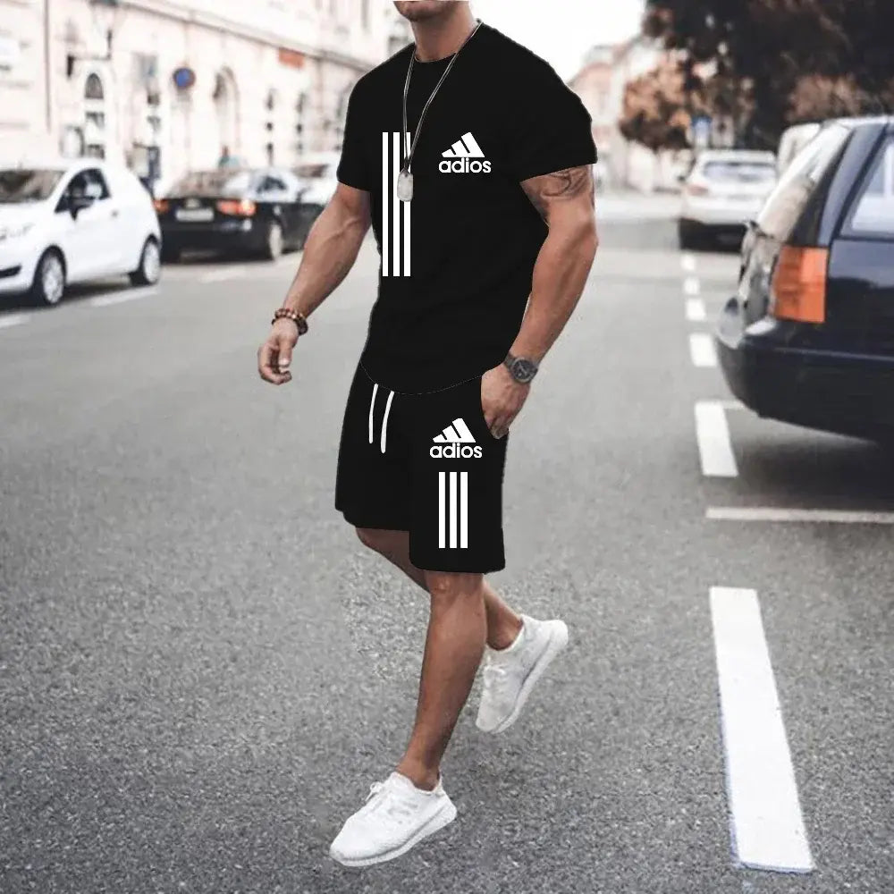 Summer Luxury Set Men's Short Sleeve Suit Fitness Fashion Casual sport