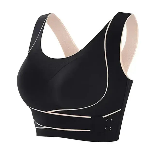 Sports Bra Front Adjustable Buckle Wireless Padded Comfy Gym Yoga