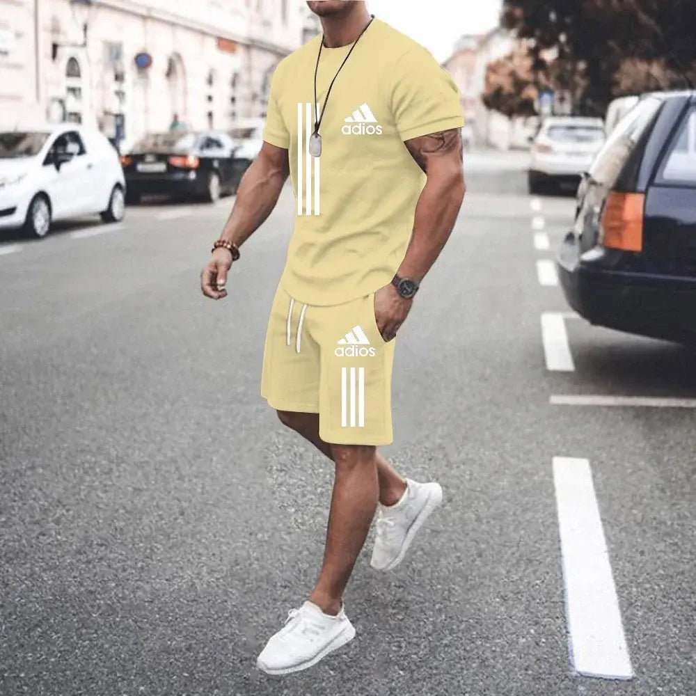 Summer Luxury Set Men's Short Sleeve Suit Fitness Fashion Casual sport
