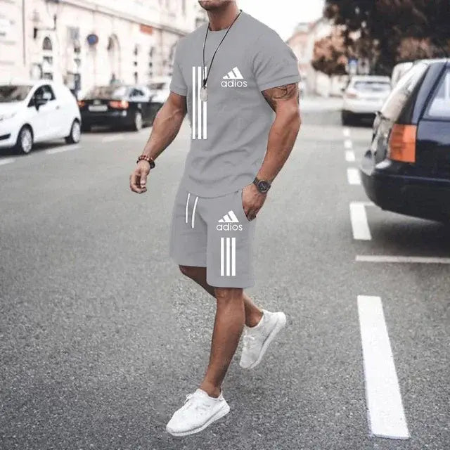 Summer Luxury Set Men's Short Sleeve Suit Fitness Fashion Casual sport