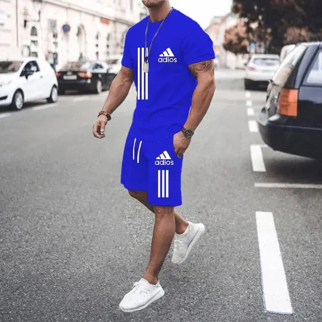 Summer Luxury Set Men's Short Sleeve Suit Fitness Fashion Casual sport