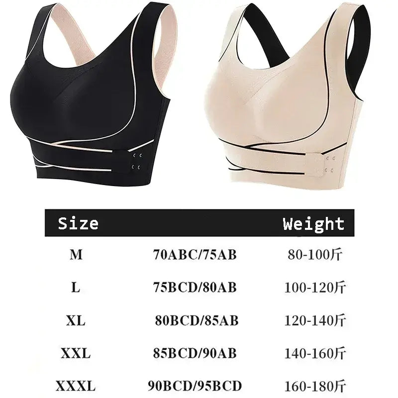 Sports Bra Front Adjustable Buckle Wireless Padded Comfy Gym Yoga