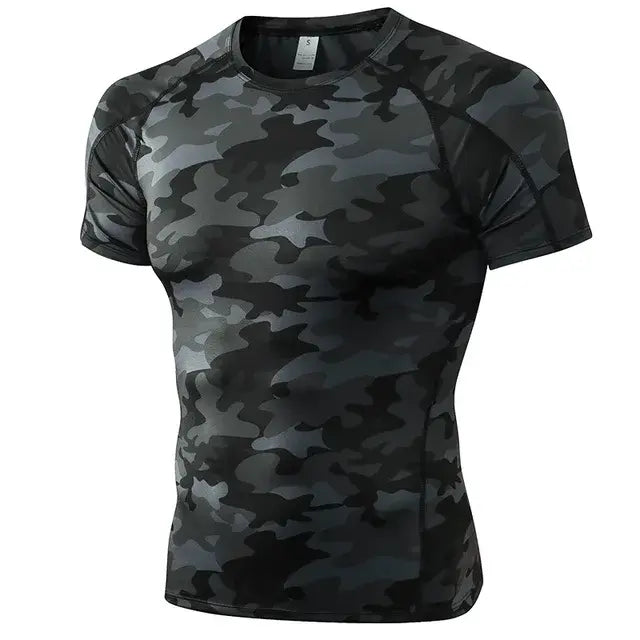 Elastic Men's Sport Running Shirt Fitness Sports Training Shirt Quick Dry Shirt Round Neck Body building uscle Sports Shirt
