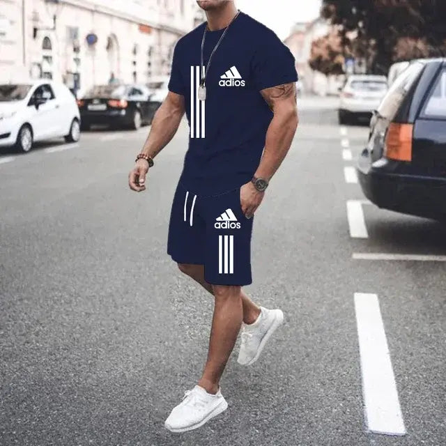 Summer Luxury Set Men's Short Sleeve Suit Fitness Fashion Casual sport