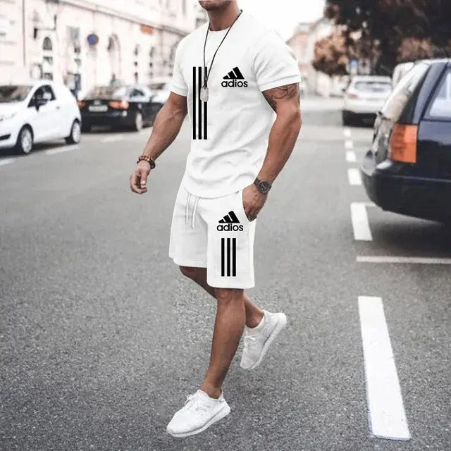 Summer Luxury Set Men's Short Sleeve Suit Fitness Fashion Casual sport