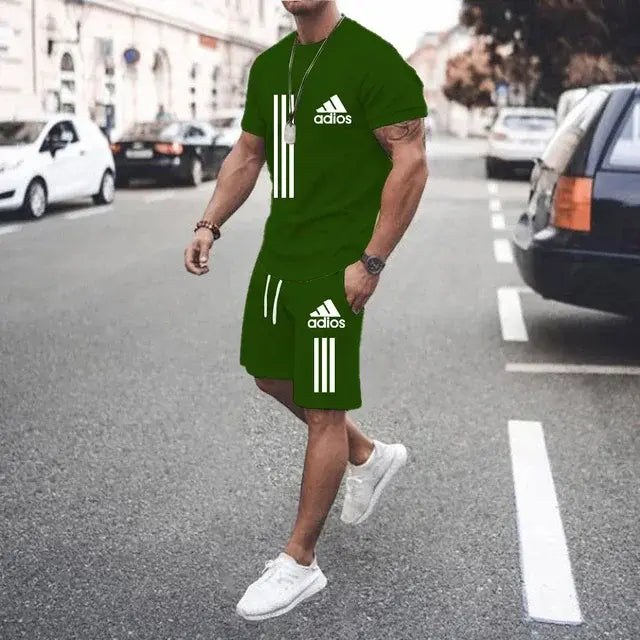 Summer Luxury Set Men's Short Sleeve Suit Fitness Fashion Casual sport