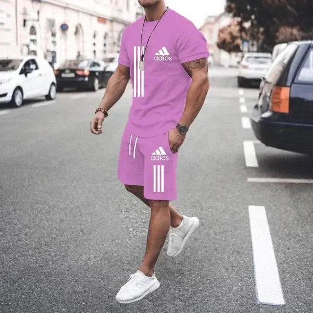 Summer Luxury Set Men's Short Sleeve Suit Fitness Fashion Casual sport