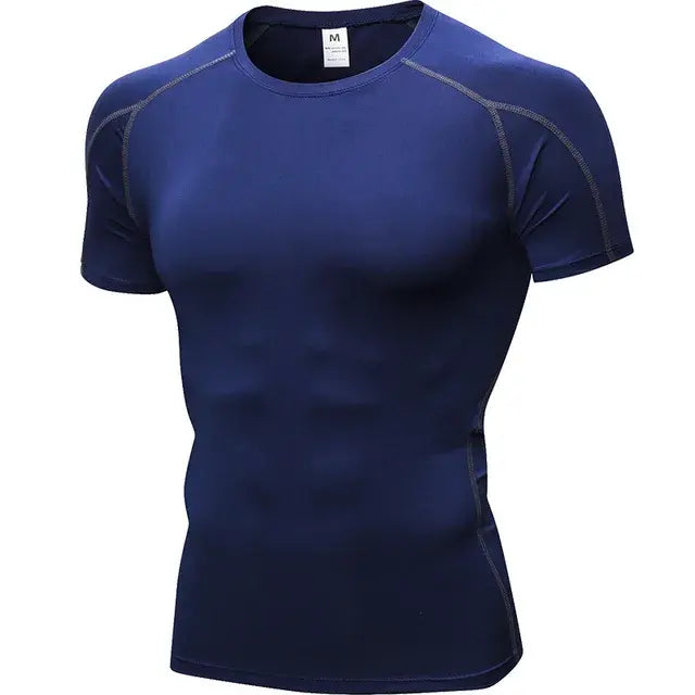 Elastic Men's Sport Running Shirt Fitness Sports Training Shirt Quick Dry Shirt Round Neck Body building uscle Sports Shirt
