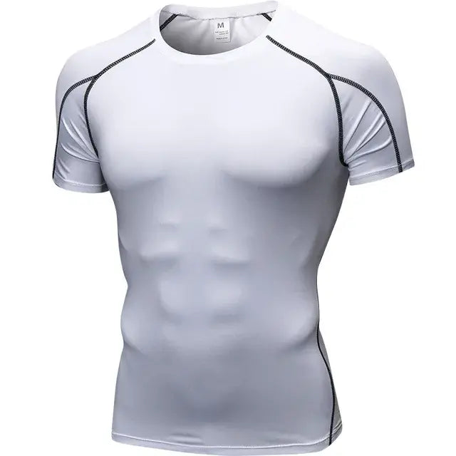 Elastic Men's Sport Running Shirt Fitness Sports Training Shirt Quick Dry Shirt Round Neck Body building uscle Sports Shirt