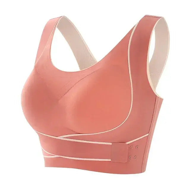 Sports Bra Front Adjustable Buckle Wireless Padded Comfy Gym Yoga