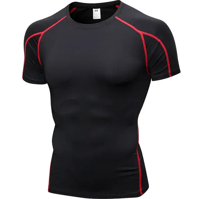Elastic Men's Sport Running Shirt Fitness Sports Training Shirt Quick Dry Shirt Round Neck Body building uscle Sports Shirt