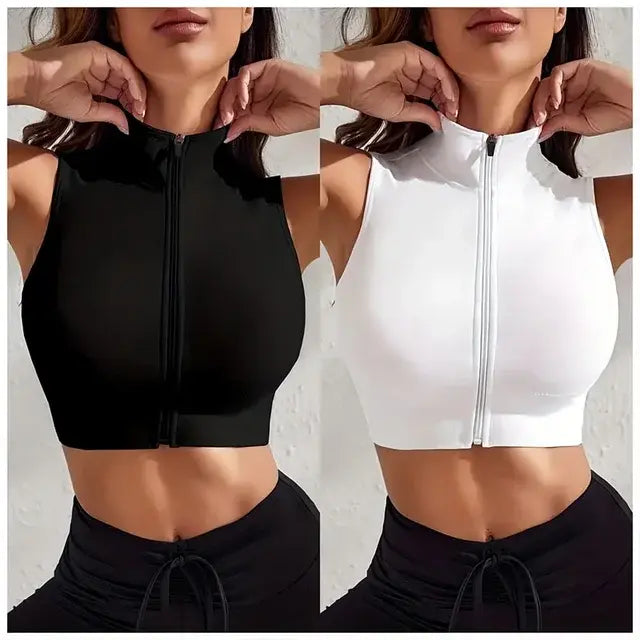 Breathable Sexy Yoga Zipper Exercise Fitness Vest Top