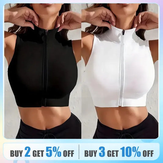 Breathable Sexy Yoga Zipper Exercise Fitness Vest Top