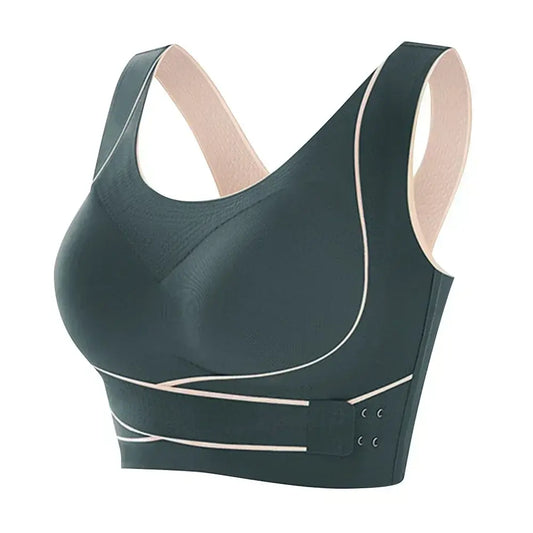 Sports Bra Front Adjustable Buckle Wireless Padded Comfy Gym Yoga